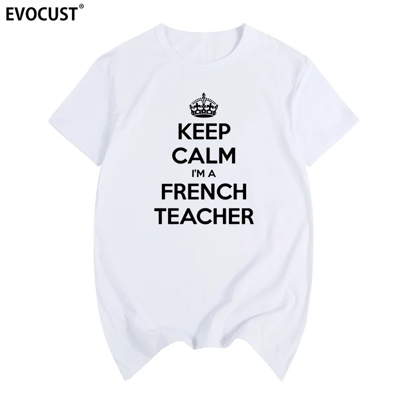 Летняя Хлопковая мужская футболка с принтом надписи keep calm I am a французский