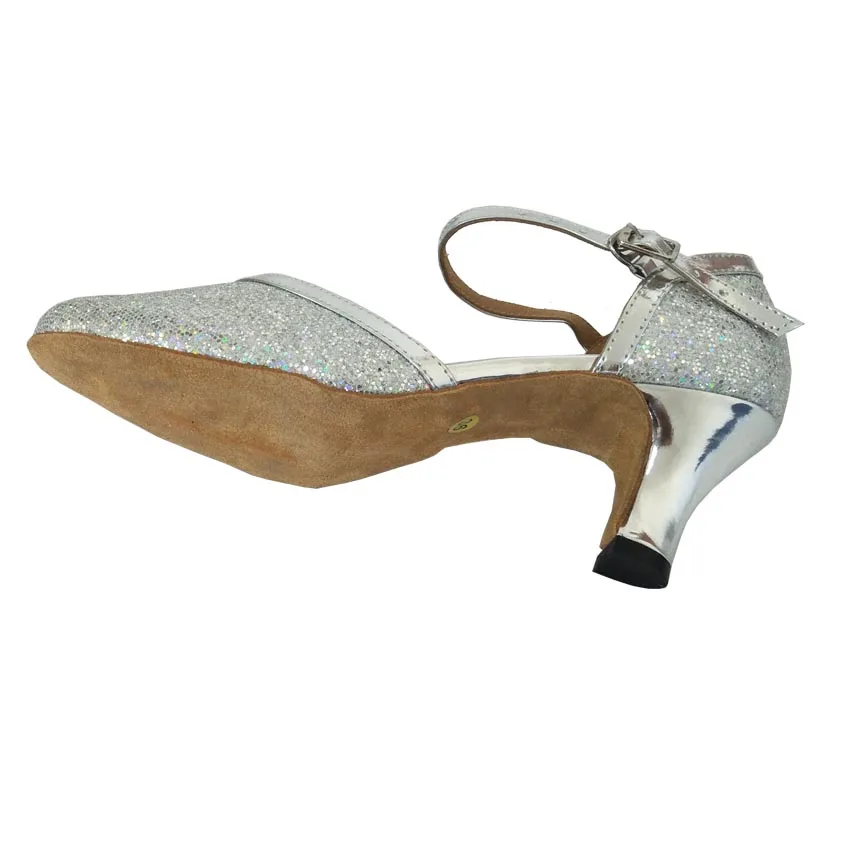 Elisha Dance Shoe Women's Full Size Customized Heel Closed Toe Ballroom Party Latin Salsa Silver Lady Dancing Shoes | Спорт и