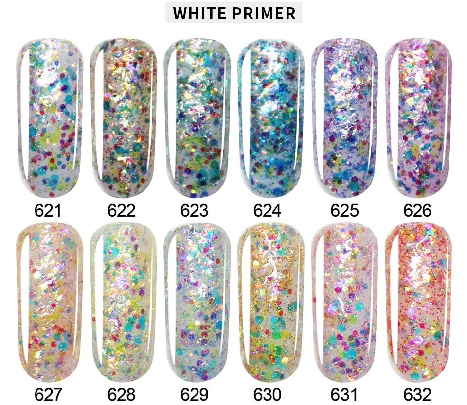 Ruhoya Diamond Glitter UV Nail Polish Professional Base Top Coat Lacquer Long-lasting Bling Enamel Varnish Soak Off Gel | Красота и