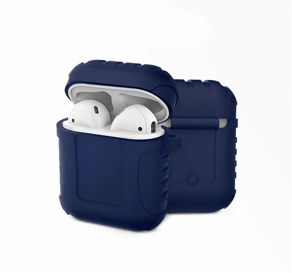 Прочный бронированный чехол для наушников для Apple AirPods, мягкий силиконовый чехол из ТПУ, полный защитный противоударный чехол-держатель для Airpods