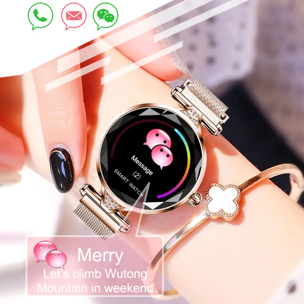 Женские модные роскошные умные часы подарок Bluetooth шагомер пульсометр для Android/IOS