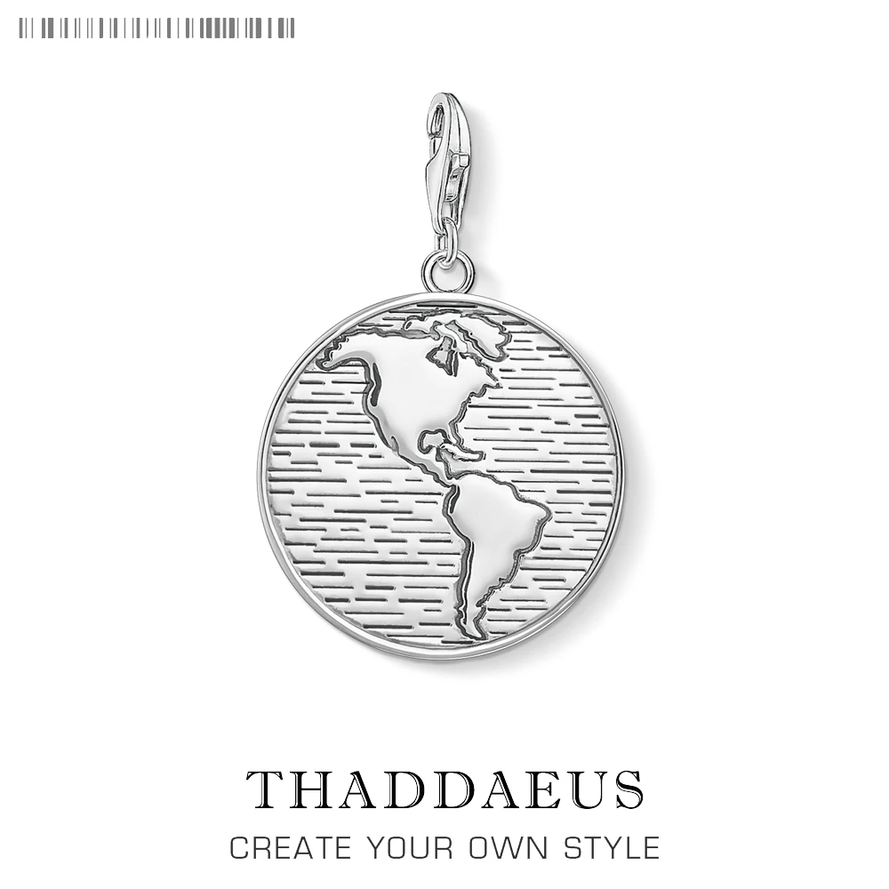 

Globe Disc World Earth Charm For Women Men Trendy 925 Sterling Silver Jewelry Fit Bracelet Necklace Phone Chain Keyring