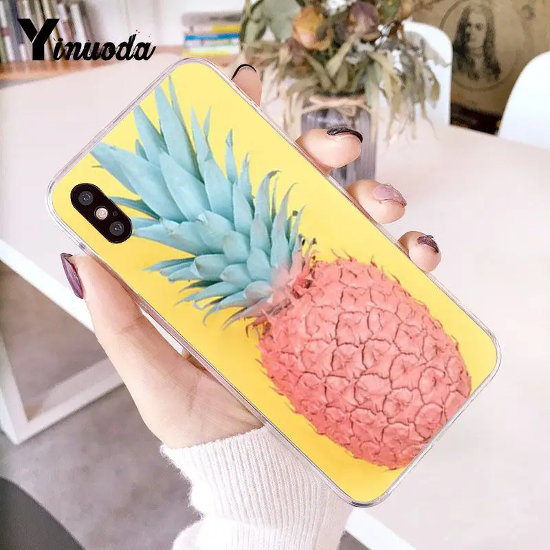 Цветной розовый Золотой ананас мягкий чехол для телефона iPhone X XS MAX 6 6S 7 7plus 8 8Plus 5 5S