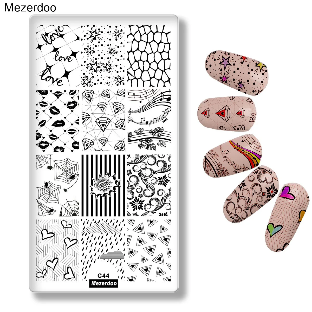 Любовь Алмазный дизайн ногтей шаблоны цветочные хрустальные звезды губы
