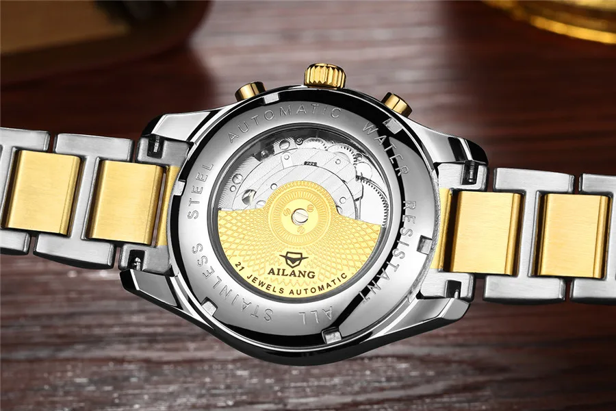 Часы наручные AILANG Мужские механические спортивные дизайнерские золотистые