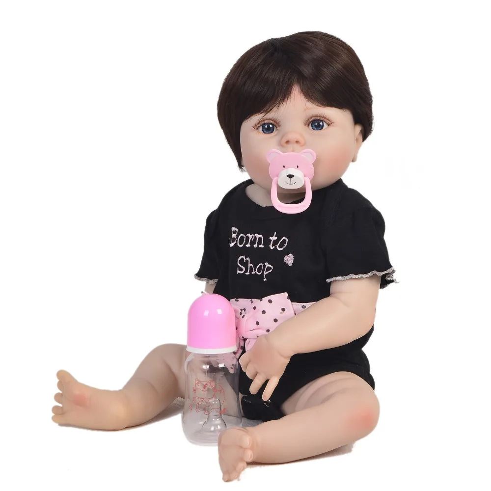 Уникальное круглое лицо девочка силиконовая кукла Reborn игрушки Bebes boneca 55 см живые