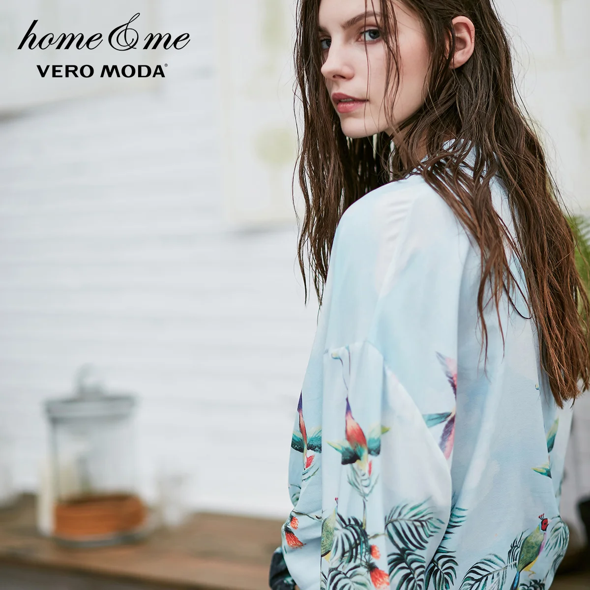 Vero Moda с принтом с открытыми плечами Свободная рубашка пижамы | 317405504