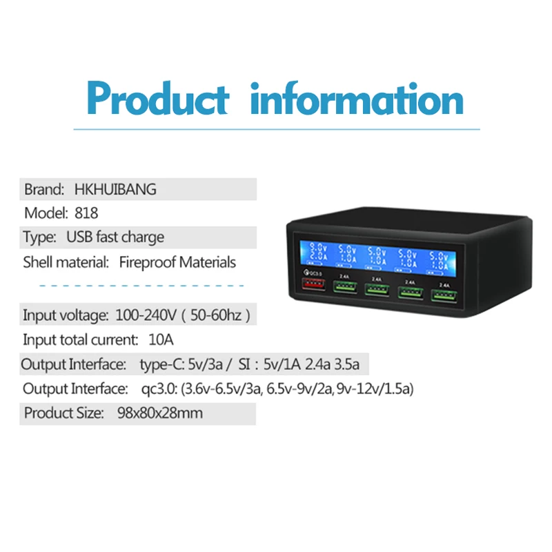 HKHUIBANG 3 0 5 портов Usb адаптер мобильный телефон Быстрый зарядный для Iphone/Samsung/Xiaomi Tablet