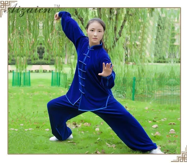Для мужчин женщин Pleuche Ткань утолщенная теплая Tai Chi Одежда Кунг-фу костюм форма для боевых искусств Taiji ушу зимний костюм для пары