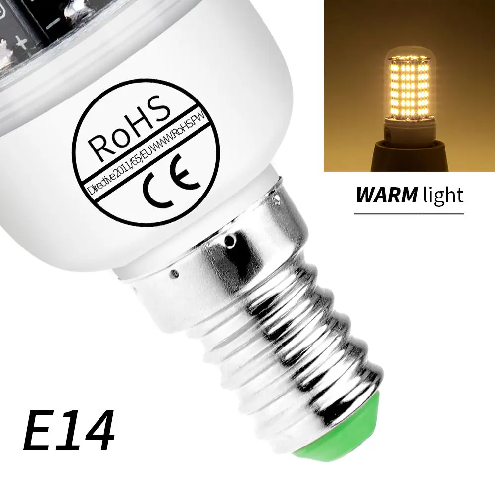 E14 Warm White Ампульная Светодиодная лампа E27, 220 В, кукурузная лампа, E14, свеча, лампа SMD 4014, Bombillas 38, 55, 78, 88, 140, светодиоды, лампада, светильник для гостиной, 360 градусов - Испускаемый цвет: E14 Warm White