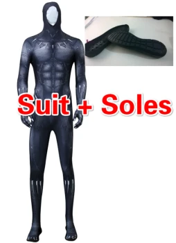 suit with soles BERMANWIN высокое качество Черная пантера Костюм 3D печать Новая Черная пантера Косплей Костюм с мышечный оттенок Хэллоуин костюм - Цвет: suit with soles