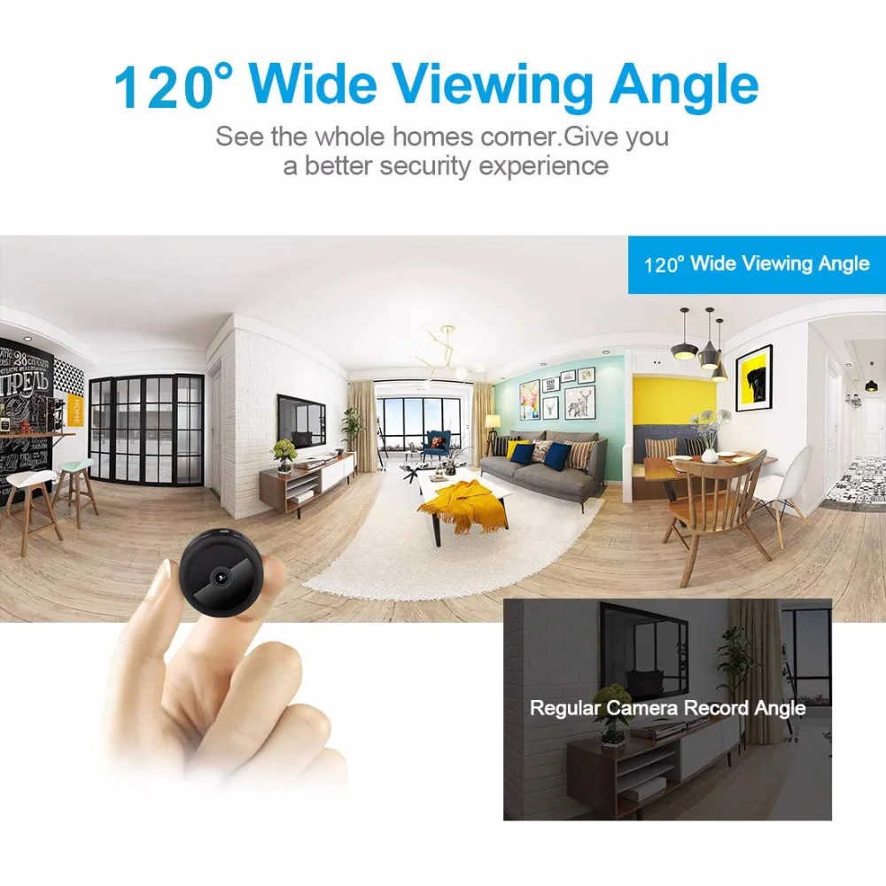 Мини-камера с Wi-Fi HD 1080P встроенным аккумулятором и функцией ночного видения |