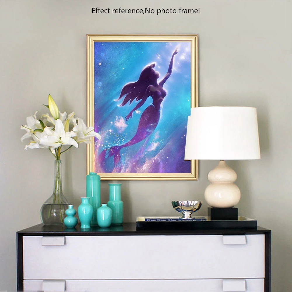 Hot 5D Diy Diamond Mermaid Painting Cartoon Picture Of Rhinestone Full Square Drill Home Decoration Gift | Дом и сад