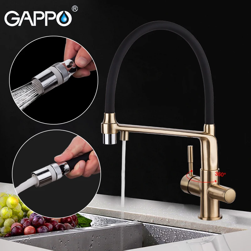 GAPPO золотой кухонный кран с фильтруемой водой и смеситель для кухонной раковины