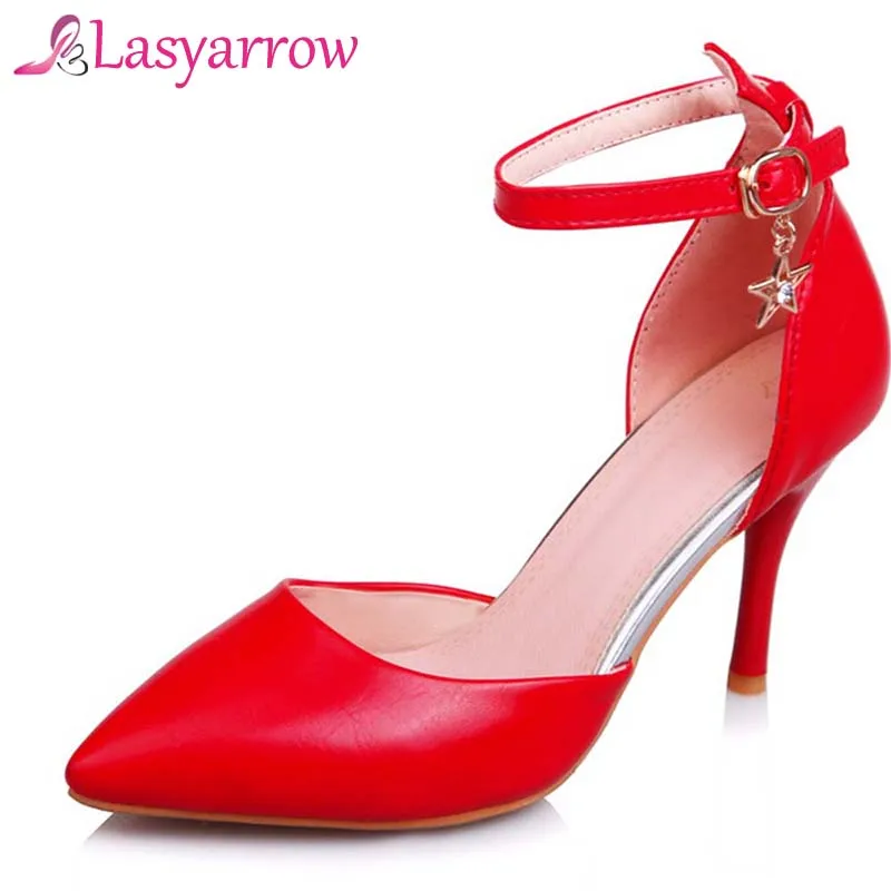 Lasyarrow/Босоножки на тонком каблуке Летние босоножки с острым носком Mujer 2018