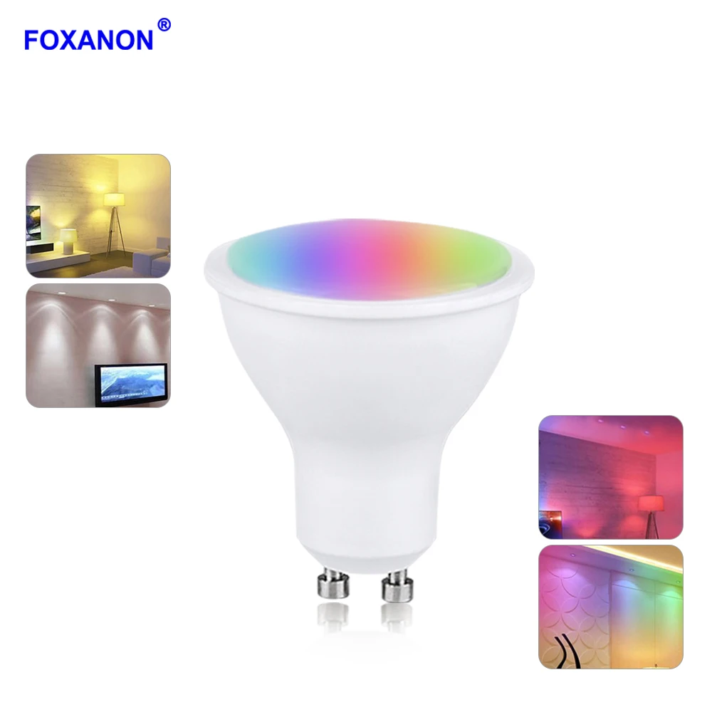Foxanon 110 В 220 в E27 GU10 RGB Светодиодная лампа 16 цветов Волшебная с регулируемой