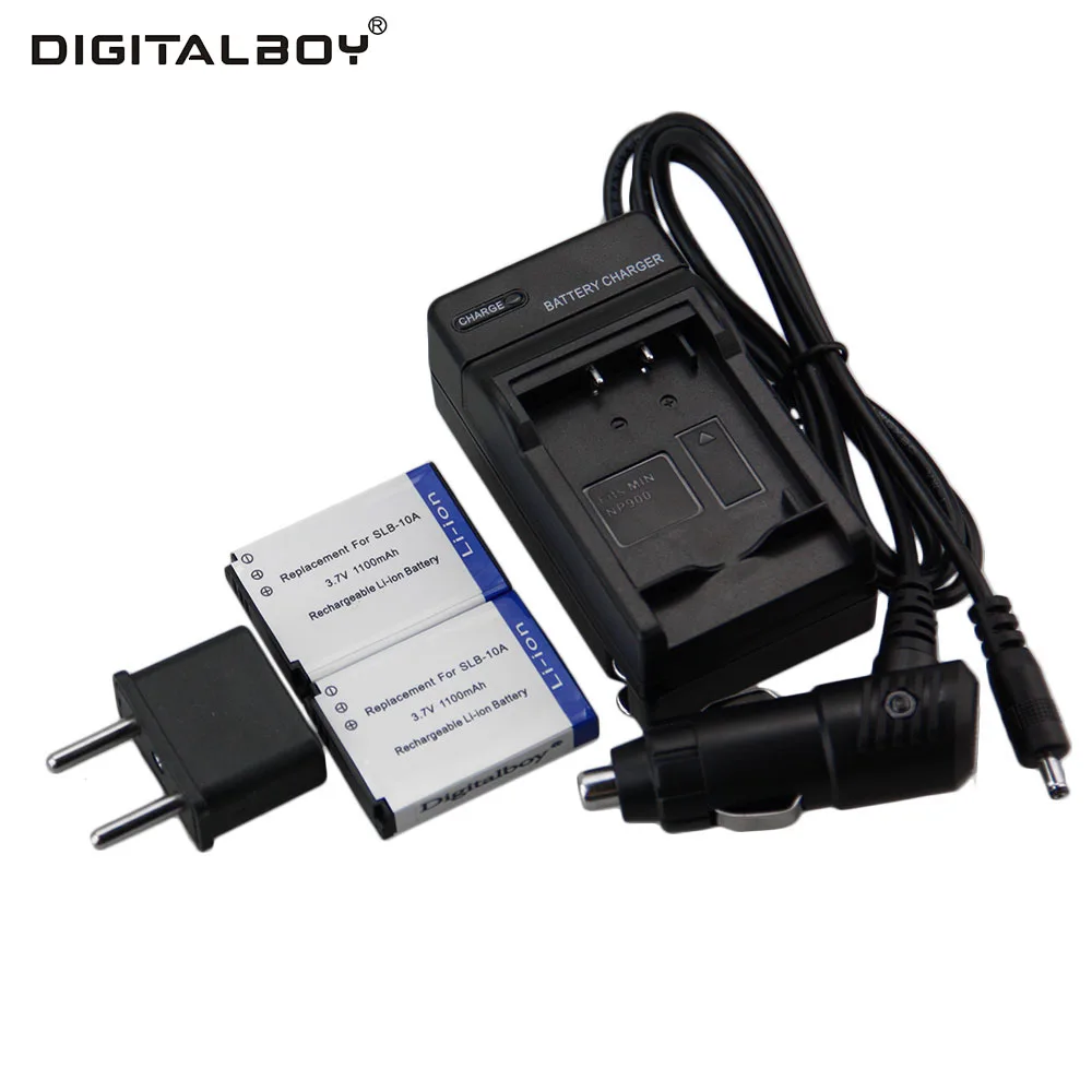 2 шт. SLB 10A SLB10A Батарея + Зарядное устройство машины для Samsung L100 L110 L200 L210 l310w WB150F|charger