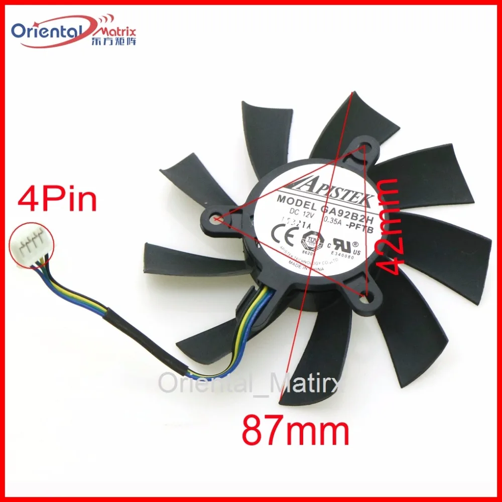 Бесплатная доставка GA92B2U PFTB 12V 0.35A 4Pin 87 мм VGA вентилятор для Dataland DEVIL R9 390X