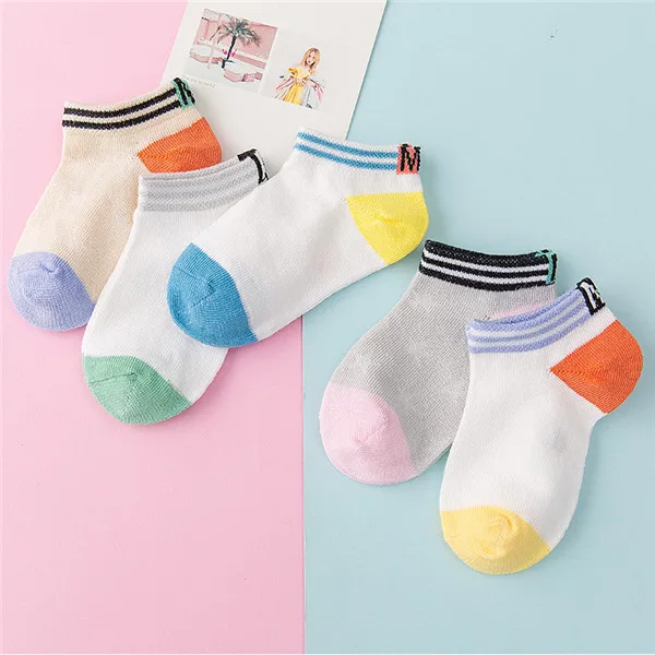 SS19-010 5 пар/лот, хлопковые носки для детей 1-12 лет, летние модные дышащие спортивные сетчатые носки для маленьких мальчиков и девочек, подарок на год, CN - Цвет: SS19-010