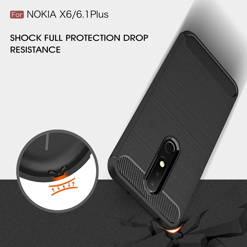 Carbon Fiber Case For Nokia 9 PureView Silicone Soft TPU Nokia9 Cover Black Cases 7.1 6.1 Plus X7 X6 | Мобильные телефоны и