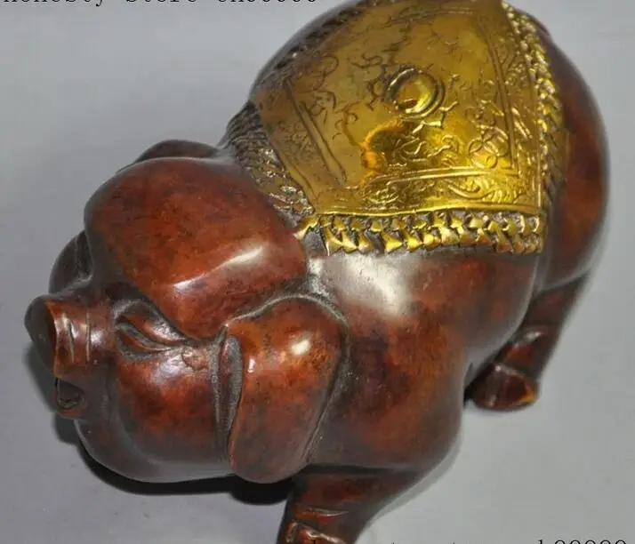 5 &quotКитайский Фэншуй бронзовое напыление животное зодиака Свинья свиной Лаки