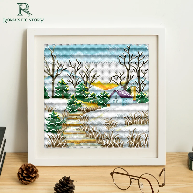 

Романтическая история Вышивка крестом наборы рукоделие, снег сцена мой дом спальня исследование украшения, вышивка крестом 2147