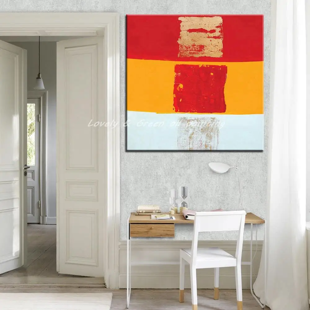 Современная картина маслом на холсте красная желтая белая ручная роспись