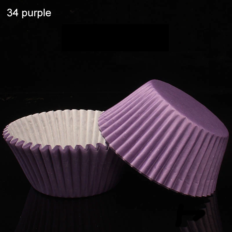 34 purple 100 шт. бумажный стаканчик для торта, маленькая форма для торта, коробка для кексов, форма для выпечки, инструмент для украшения торта, лайнер для торта, кухонные аксессуары - Цвет: 34 purple