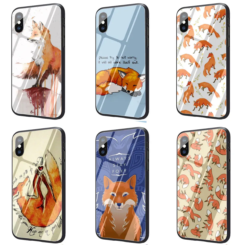 Чехол Sly fox из закаленного стекла для телефона чехол iPhone SE 2020 11 Pro 6 6S Plus 7 8 X XS XR