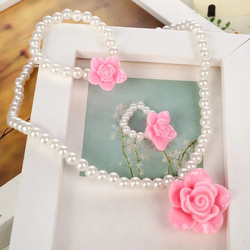 Модный новый дизайн романтического цветка 3 шт. набор украшений для детей бусы из