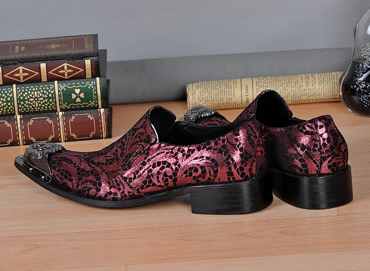 Туфли мужские Вечерние кожаные лоферы без застежки на высоком каблуке