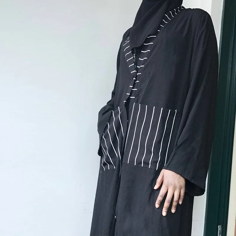 Новинка мусульманский женский кардиган исламский халат Eid al-Fitr Полосатое