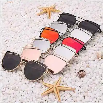 Женские зеркальные солнцезащитные очки в стиле ретро с металлической оправой