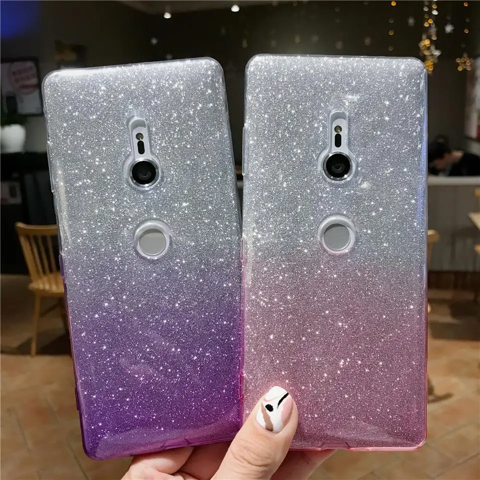 Милый Блестящий градиентный Силиконовый ТПУ чехол для Sony XZ3 XZ XZ1 XZ2 XZ4 компактный