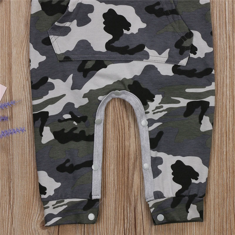 

Infant Baby Boy Hooded CamouflageRomper Newborn Baby Camo Long Sleeve Romper 2020 New Warm Autumn Jumpsuit Outfit Boys Clothing