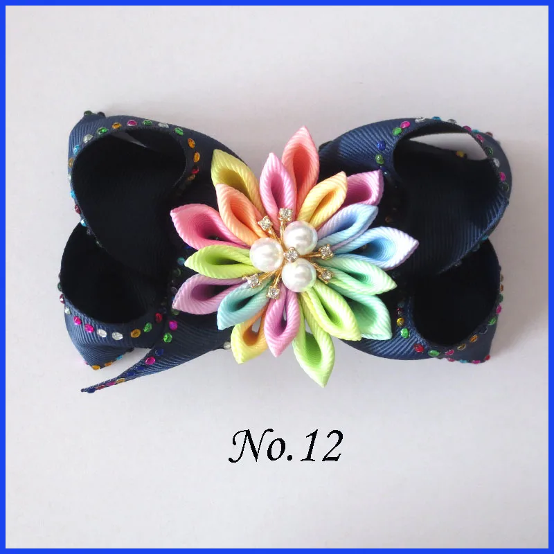 2 blessding Girl Rhinestone Rainbow 4," блеск ABC волос лук клип цветок