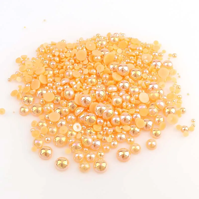 

About 1000Pcs Orange ABS Pearl Imitation Beads Flatback Half Ball Garment/Wedding/Clothes/Nail Art Phone Decoration