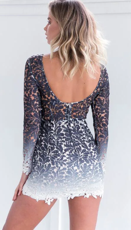 2017 новые поступления темно-синие кружева постепенное изменение белого с