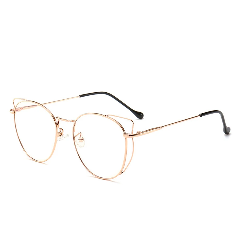 rose gold Zilead Anti Blue Light Cat Eyes Glasses Frame Metal Round Optical Spectacl For Women&Men Computer Eyeglasses Eyewear - Цвет оправы: rose gold