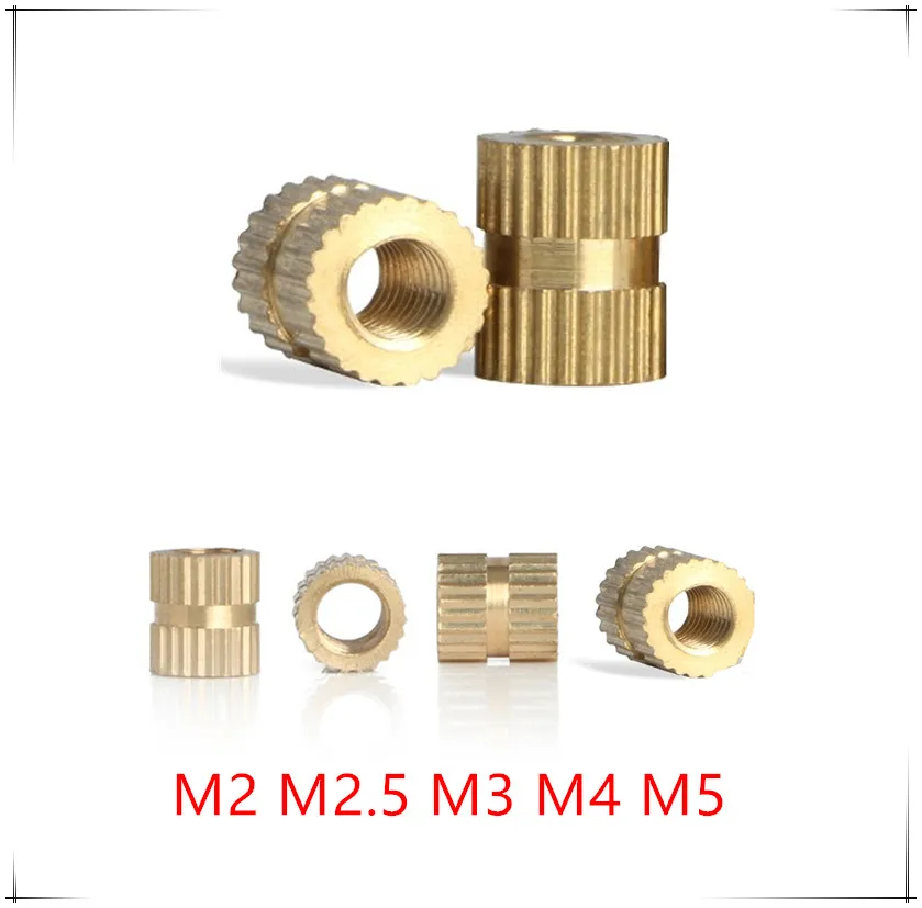 Латунь Вставка с накаткой M2 M2.5 M3 M4 M5* L-3.5/4,2/5/6(наружный диаметр) инжекционного метода литья гайка накатки встроенный Запчасти