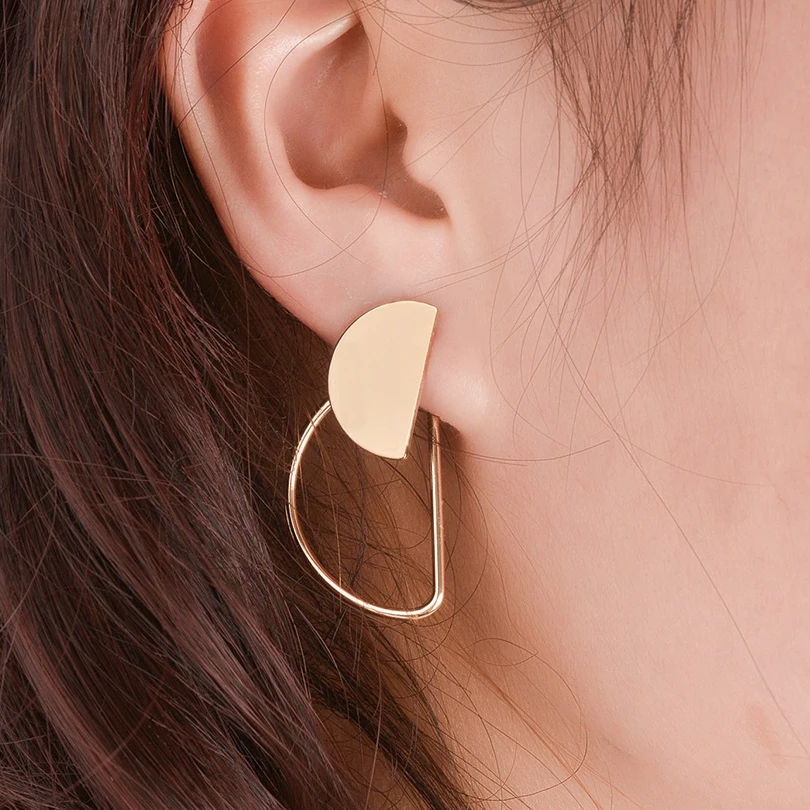 Геометрические в виде полукруга серьги для женщин золотого серебряного цвета