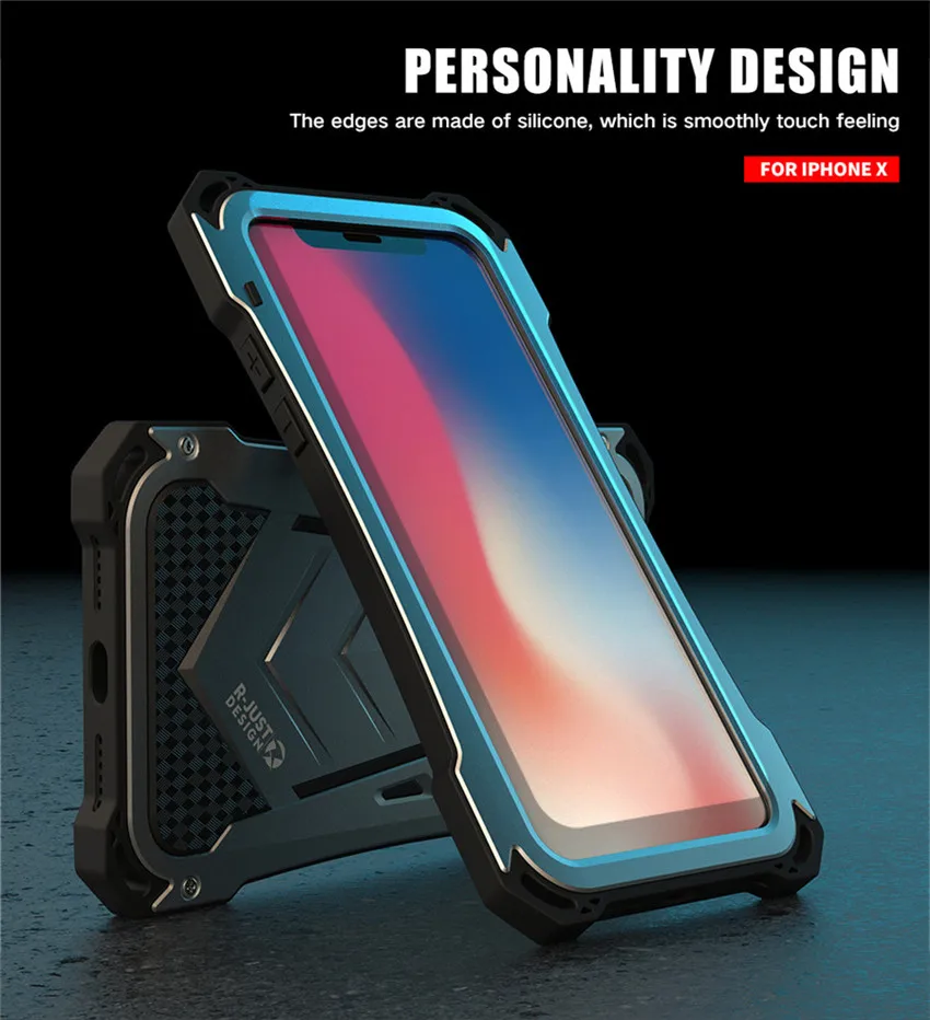 Водонепроницаемый ударопрочный чехол IP54 для iPhone X, 7 Plus, Защитный металлический чехол Doom для iPhone 7, чехол R-just для iPhone 8 Plus