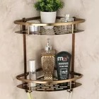 Полки для ванной комнаты, 2 слоя, Античная Металлическая угловая полка для душа, настенное крепление, полка для хранения шампуня, держатель для ванной корзины MJ-9115