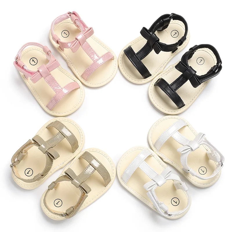 Простая летняя обувь для новорожденных девочек первых шагов с мягкой резиновой