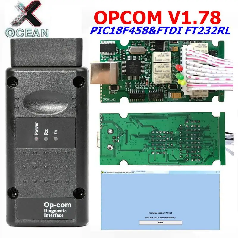 

OPCOM for Opel V1.78 with PIC18F458&FTDI FT232RL Chip op-com OBD2 Auto Diagnostic tool OP COM CAN BUS Interface OBD scanner