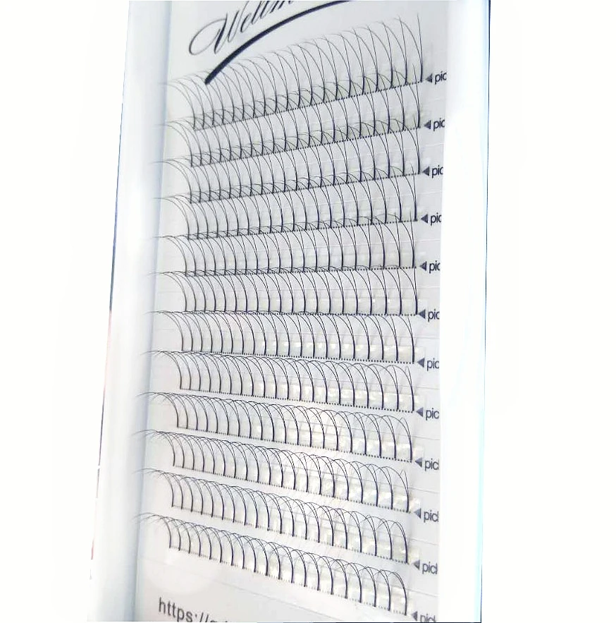 Оптовая цена объем 2D русский ресницы удлинение длинный стержень готовые