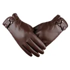 Перчатки мужские из искусственной кожи, короткие, тонкиетолстые, черныекоричневые, для сенсорного экрана, для тренажерного зала, вождения автомобиля, весназима 2018