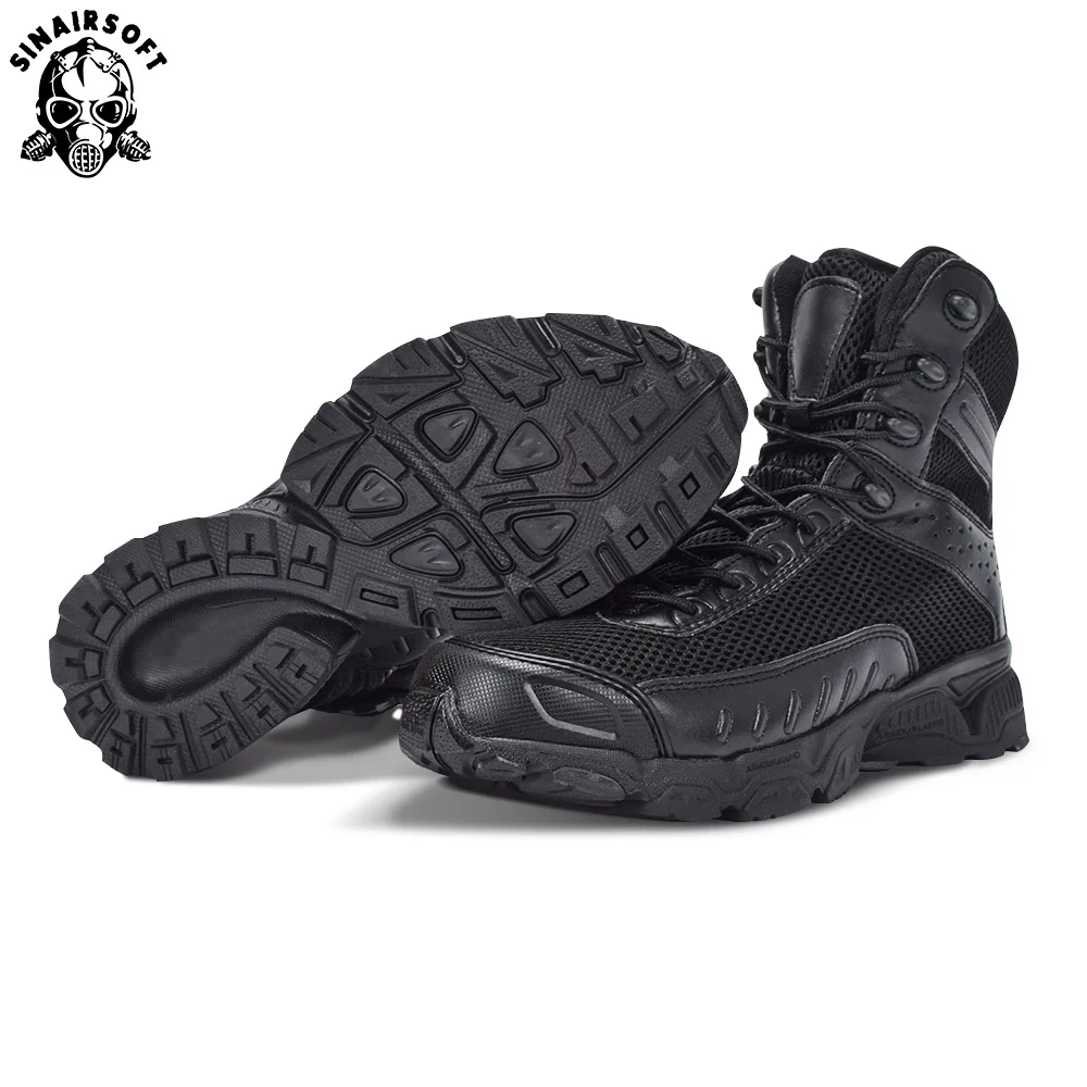 SINAIRSOFT Genuine Leather Outdoor Sport Army Men's Tactical Boots Camo Male Combat winter sneak Military Boots Hiking Shoes