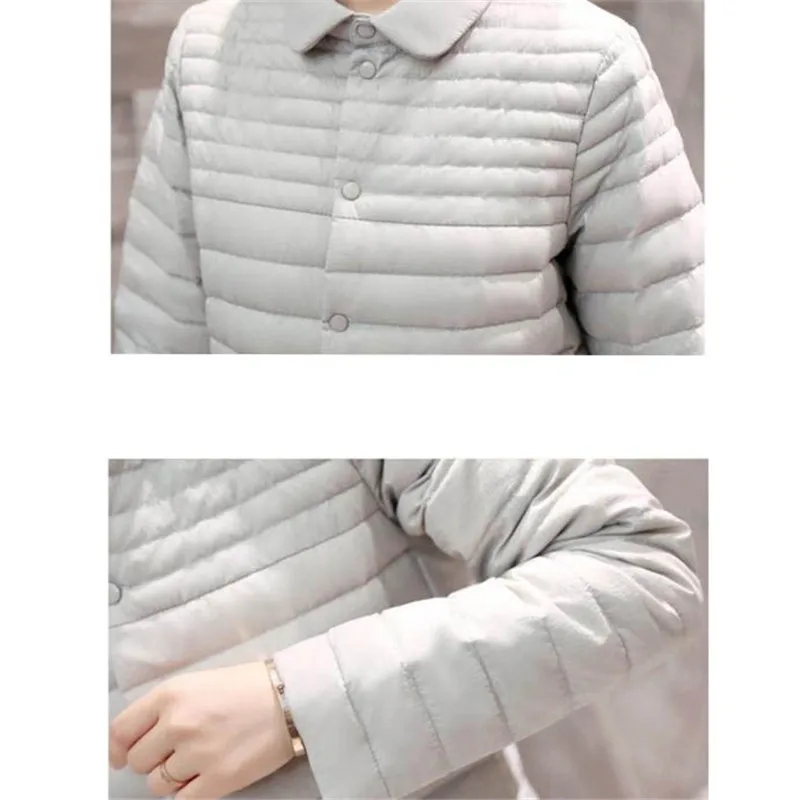Женский ультра легкий пуховик теплая парка средней длины на пуху A1003 Новинка