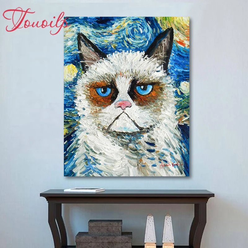 Touoilp Diamond embroidery sale&quotStarry sky cat&quotdiamond painting full diamond mosaic puzzle picture of rhinestones cross-stitch | Дом и